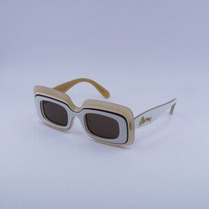 Loewe LW40139U 25E Sunglasses Ivory/Beige/Brown Rectangle Frame, Brown Lenses